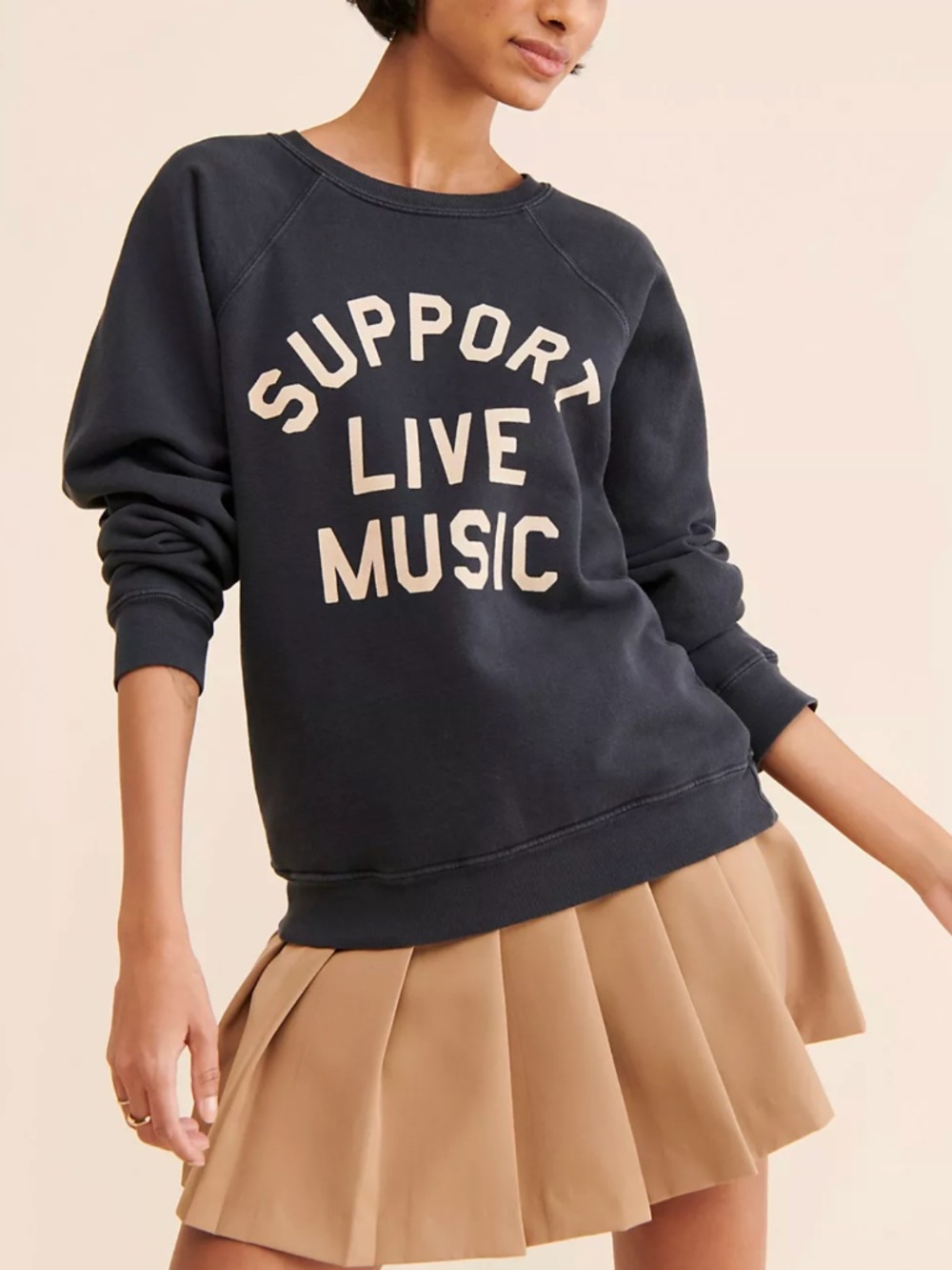 Retro Brand Support Live Music Sweatshirt, Anthropologie, XS
